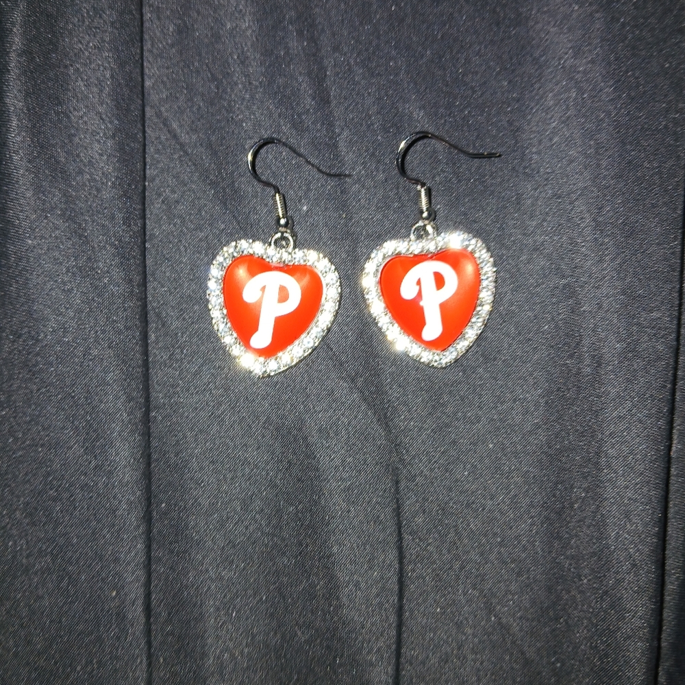 Phillies Red Heart P Earrings
